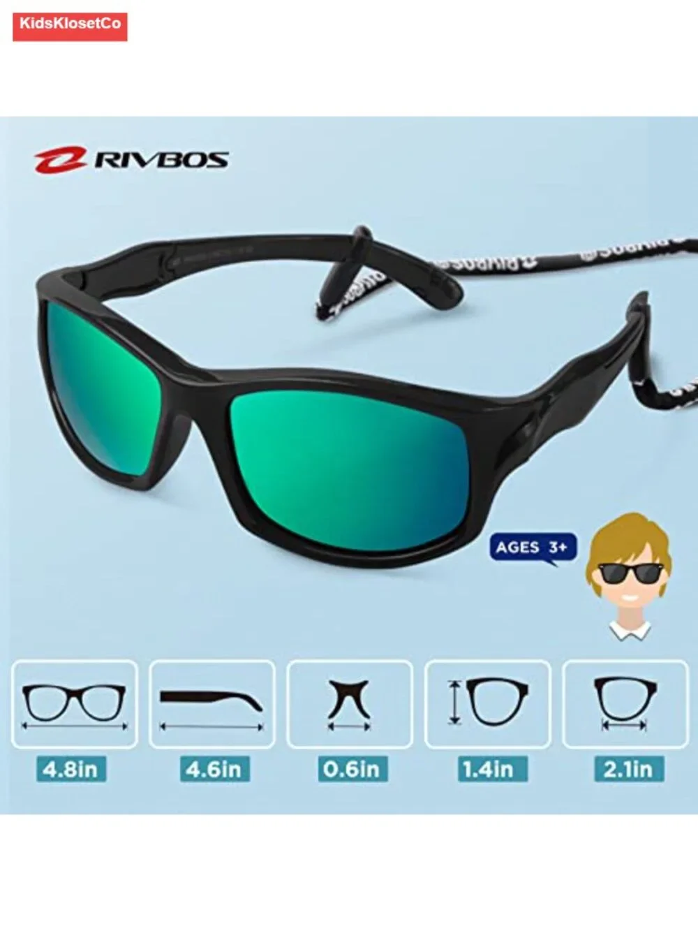 Kids Polarized UV Protection Sunglasses with Strap Flexible Rubber Frame